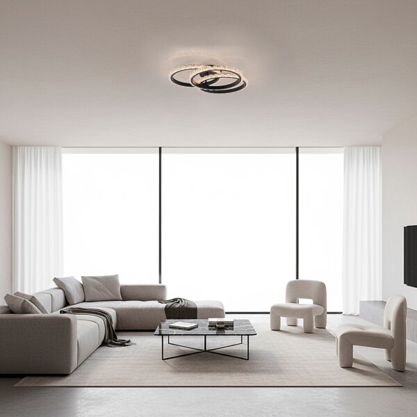 JUST LIGHT. 14734-18 - LED таванно осветително тяло GLITRA LED/37W/230V Ø 50 см черно