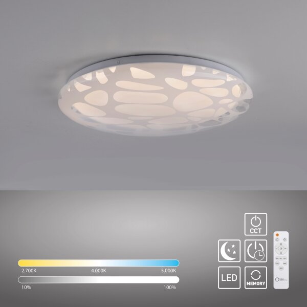 JUST LIGHT. 14009-16 - LED димируемо таванно осветително тяло ART PLAFO LED/20W/230V бяло + дистанционно управление
