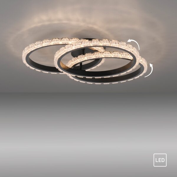 JUST LIGHT. 14734-18 - LED таванно осветително тяло GLITRA LED/37W/230V Ø 50 см черно