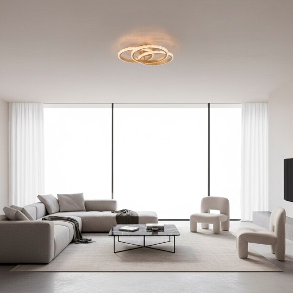 JUST LIGHT. 14734-60 - LED таванно осветително тяло GLITRA LED/37W/230V диаметър 50 см златист