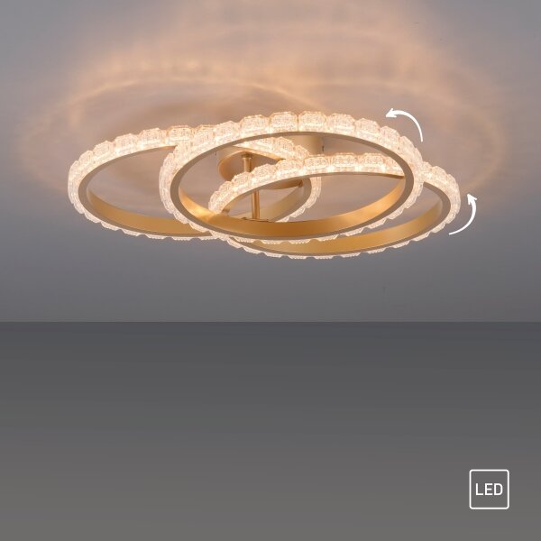 JUST LIGHT. 14734-60 - LED таванно осветително тяло GLITRA LED/37W/230V диаметър 50 см златист