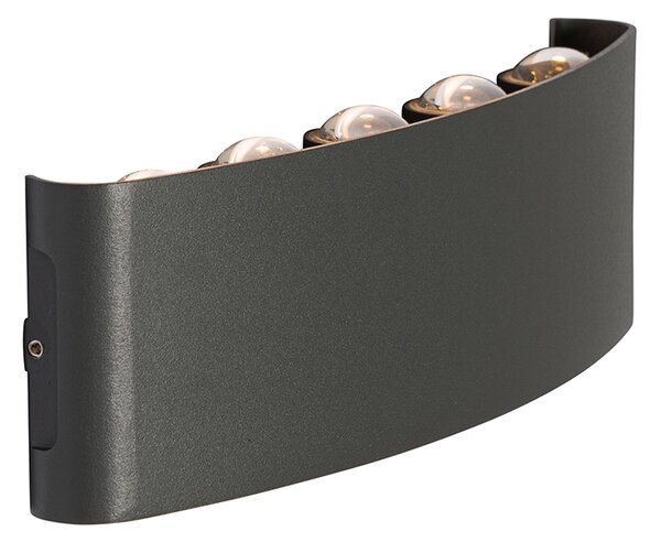 Външна стенна лампа тъмно сива с LED 10-светлина IP54 - Silly