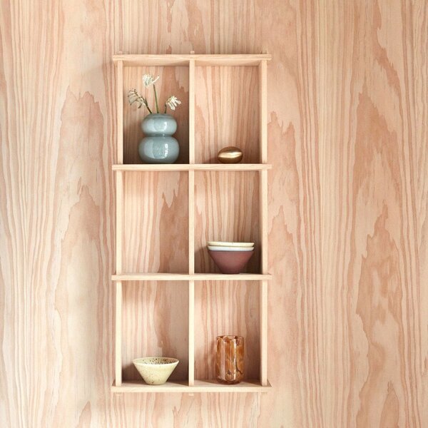 На няколко нива стенен рафт от масивен дъб в естествен цвят 37 cm Grid – OYOY Living Design