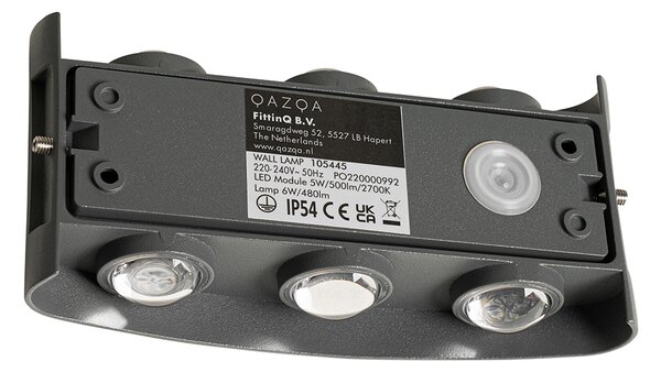 Външна стенна лампа тъмно сива с LED 6-светлина IP54 - Silly