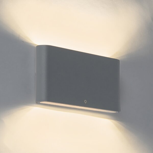 Комплект от 2 външни стенни лампи тъмно сиви 17,5 см с LED - Batt