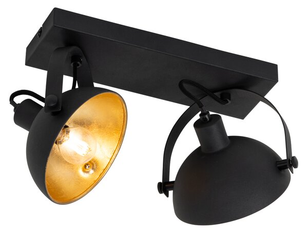 Индустриален плафон черен със злато 2-светлина регулируема - Magnax