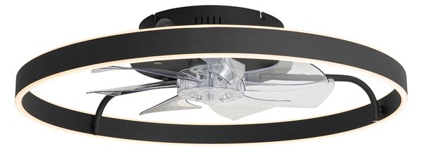 Вентилатор за таван черен 70 см с LED димируем с дистанционно управление - Maddy