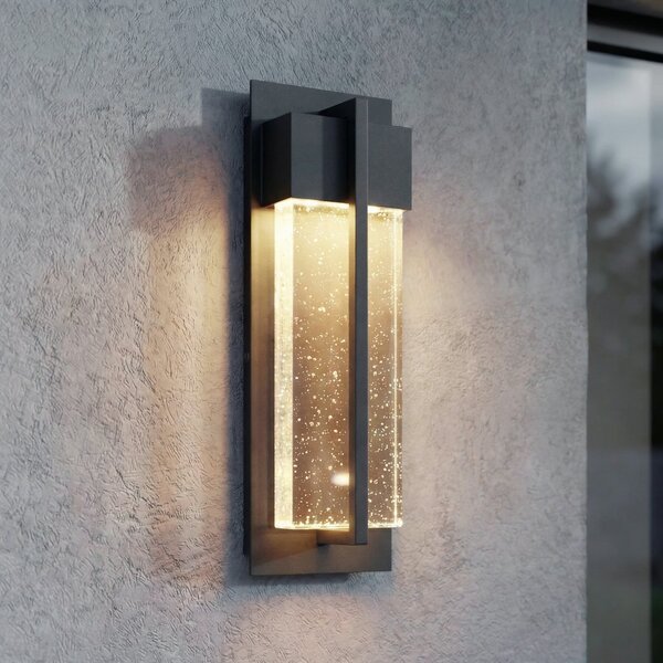 Lucande LED лампа за външна стена Velune, антрацит/прозрачна, 35 см, CCT, Черен, Алуминий, Модерен