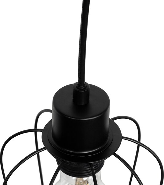 Интелигентен висящ аплик черен с дърво, вкл. 4 Wifi A60 - Stronk