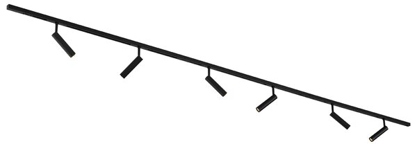 Модерна релсова система за осветление със 6 черни прожектора 1-фазов - Slimline Uzzy