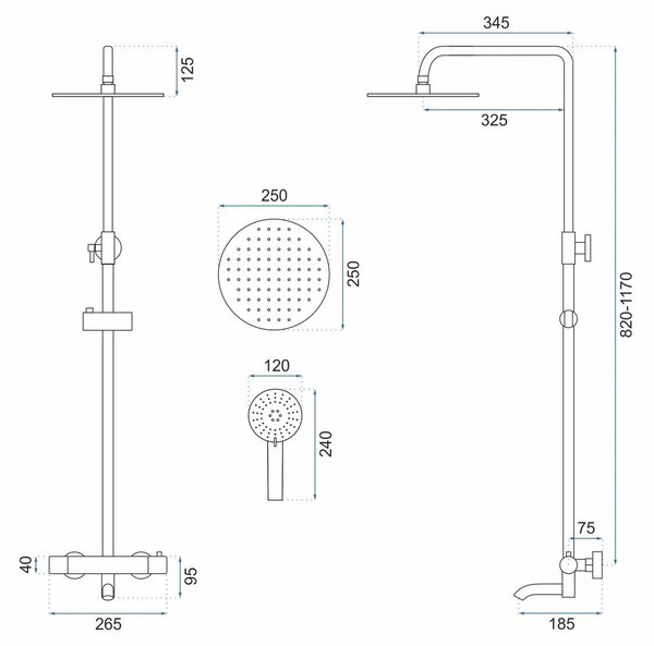 Комплект за душ с термостат REA Lungo Copper Brush