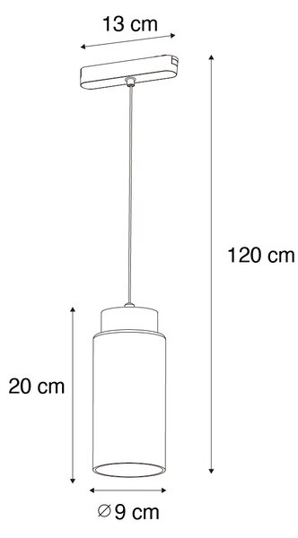 Модерен черен висулка за релсова система 1-фазен с LED - Magnetic Vance