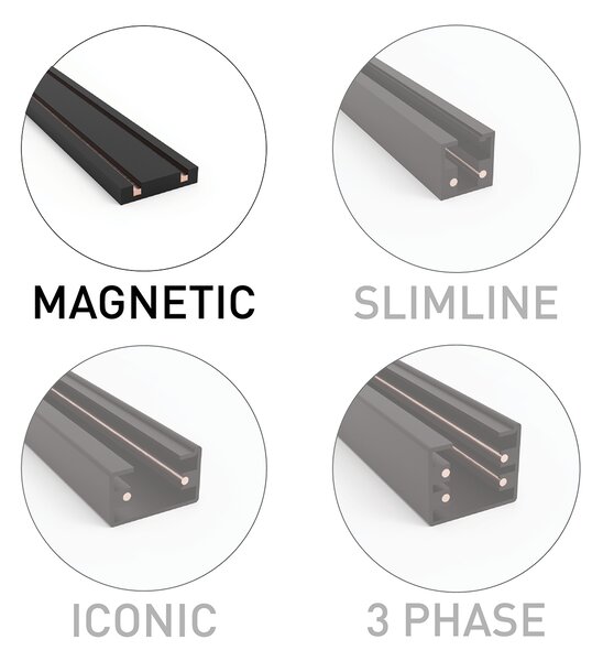 Модерен черен релсов прожектор 1-фазов 10W 3000K - Magnetic Marra