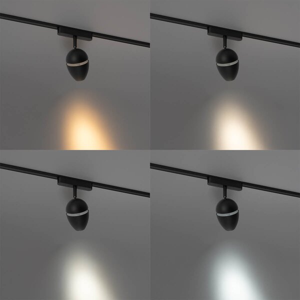 Модерен черен прожектор за 1-фазова релсова система с LED - Magnetic Eggy