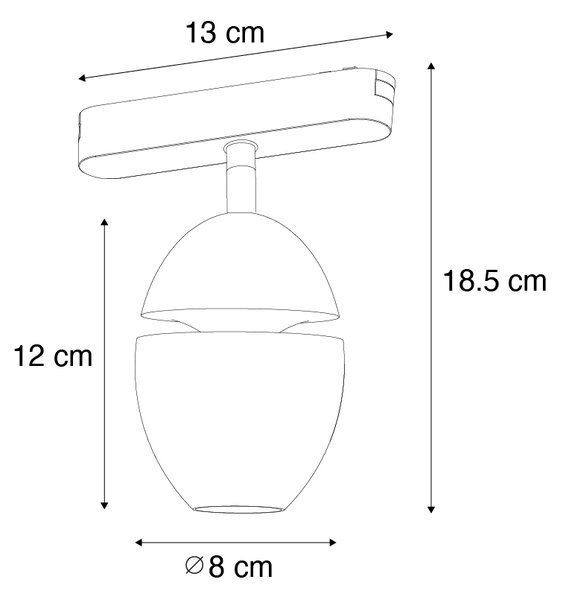 Модерен черен прожектор за 1-фазова релсова система с LED - Magnetic Eggy