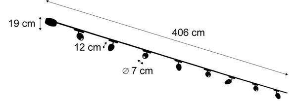 Модерна релсова система за осветление с 8 черни прожектора 1-фазов - Magnetic Eggy