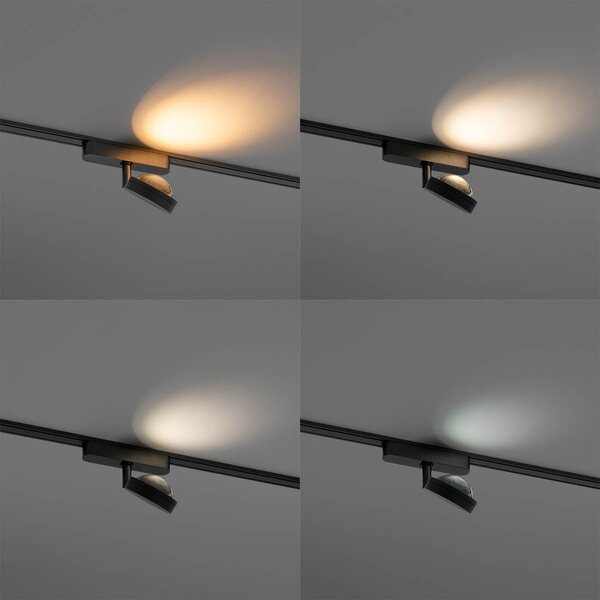 Модерен черен прожектор за 1-фазова релсова система с LED, въртящ се и накланящ се - Magnetic Lance