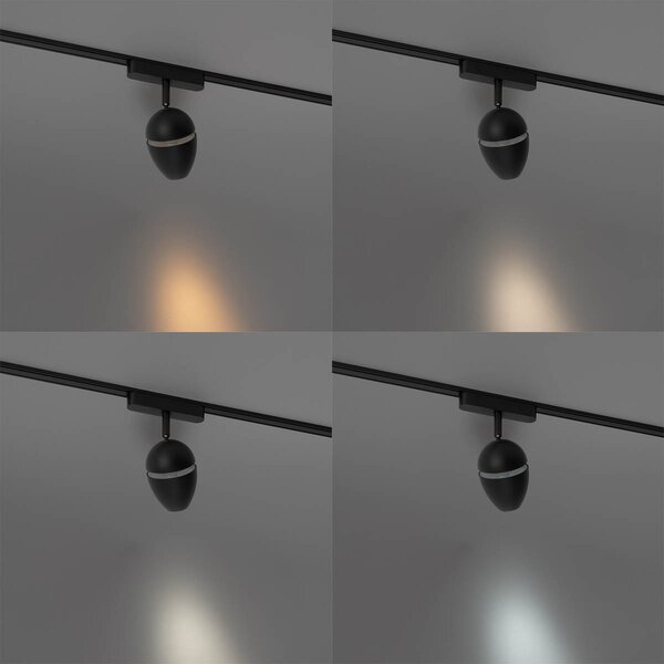 Модерен черен прожектор за 1-фазова релсова система с LED - Magnetic Eggy
