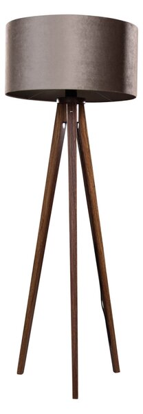 Подова лампа на триножник от орехово дърво с тапетарен абажур 50см - Tripod Classic