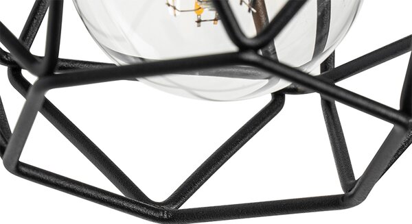 Смарт стенна лампа черна с дърво вкл. WiFi A60 - Chon