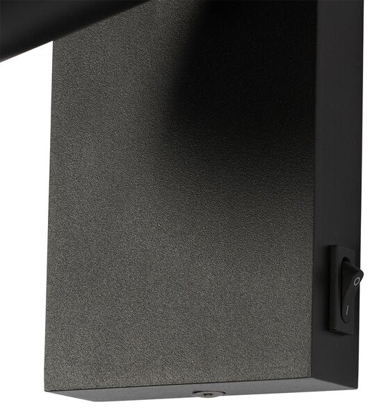 Смарт стенна лампа черна регулируема с превключвател вкл. Wifi GU10 50mm - Jeana Luxe