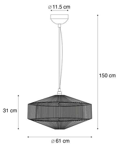 Japandi висяща лампа кафяво въже 61cm - Svea