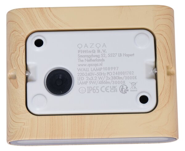 Скандинавска външна стенна лампа с дървен принт 11,5 см вкл. LED IP65 - Batt