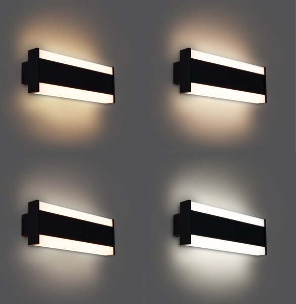 Модерна стенна лампа черна 30 см вкл. LED CCT IP54 - Vanya