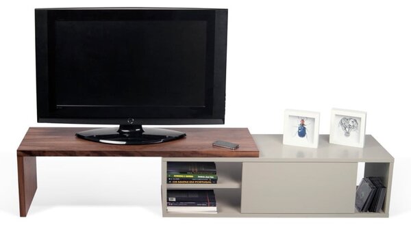 Сива променлива маса за телевизор с орехов фурнир Move - TemaHome