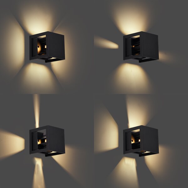 Модерна стенна лампа черна с LED IP44 - Edwin Quadro