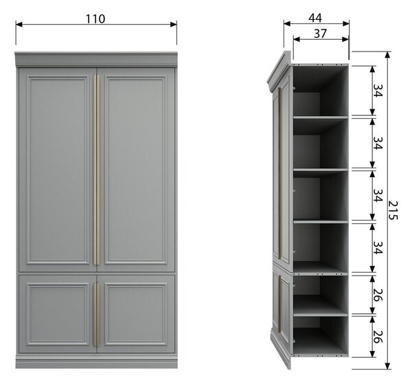 Светлосив гардероб от масивен бор 110x215x44 cm Organize – WOOOD