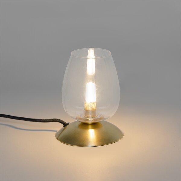Класическа настолна лампа златиста със стъкло - Elien