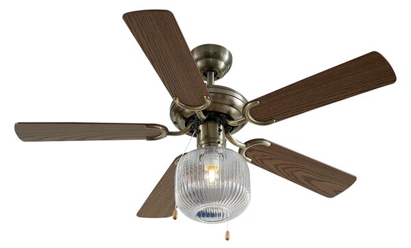 Вентилатор за таван месинг с дърво 107,5 см с издърпващ ключ - Mistral Karel