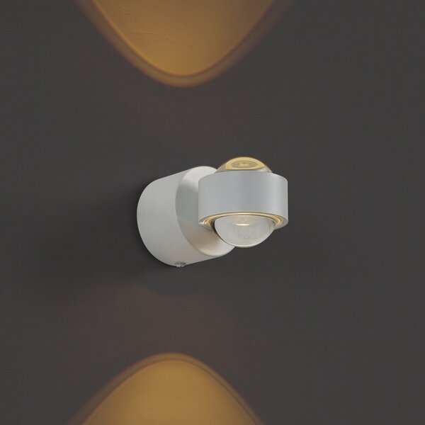 Дизайнерска стенна лампа бяла с LED IP44 - Lens