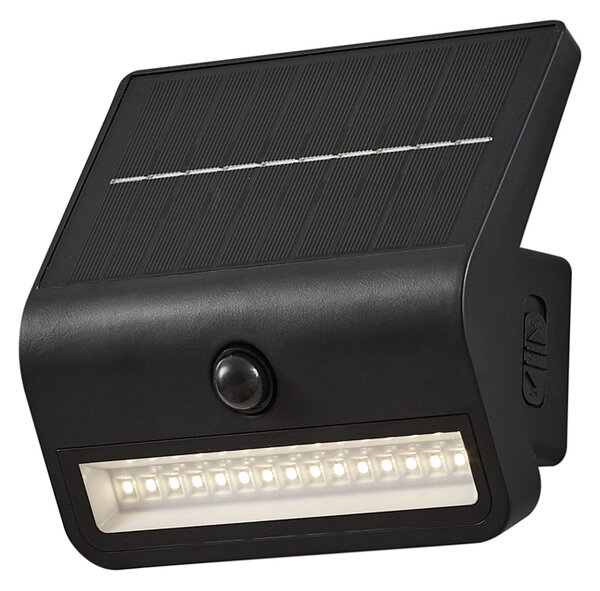Външна стенна лампа черна с LED IP54 със соларен сензор за движение - Floody