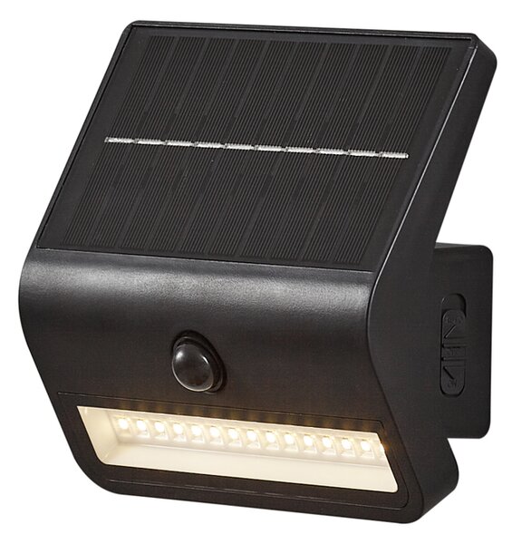 Външна стенна лампа черна с LED IP54 със соларен сензор за движение - Floody
