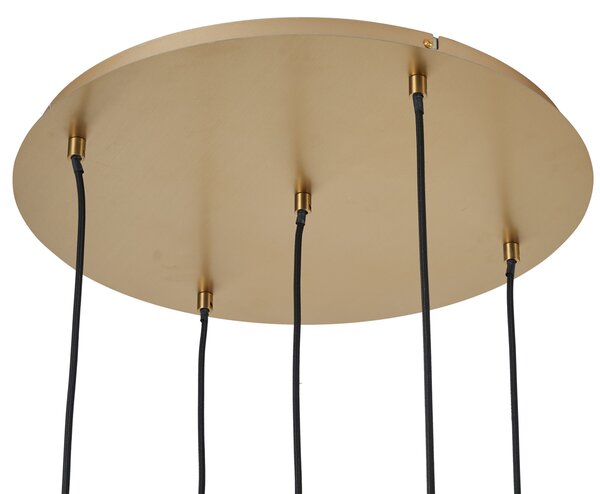 Арт Деко висяща лампа златиста с опалово стъкло 5 светлини - Yani