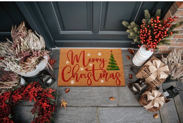 Изтривалка с коледен мотив от кокосови влакна 40x70 cm Merry Christmas – Hanse Home