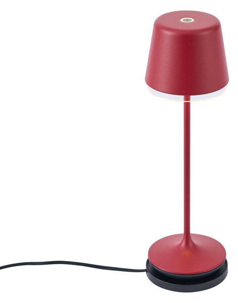 Настолна лампа червена с LED IP65 акумулаторна със станция за зареждане - Treble