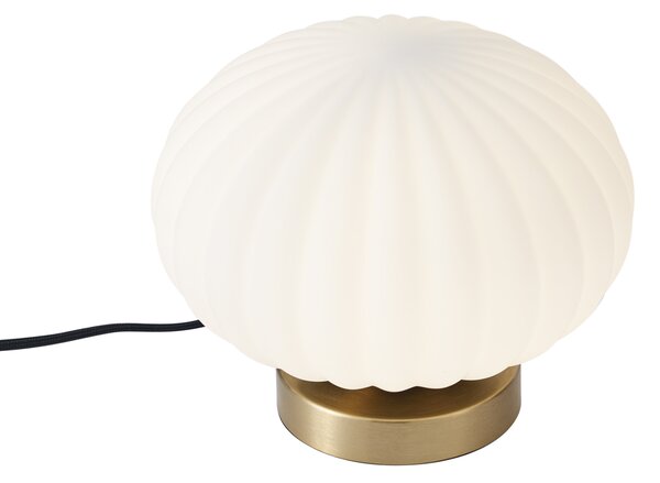 Дизайнерска настолна лампа месинг с опалово стъкло - Mochi