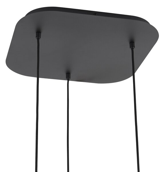 Дизайнерска висяща лампа черна с опушено стъкло 3-светлинна - Gus