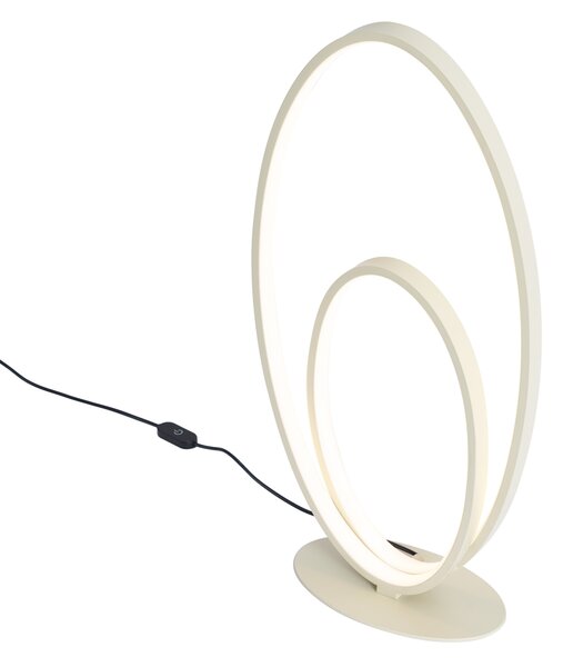 Дизайнерска настолна лампа бежова с включен LED димер с 3 степени - Boomerang