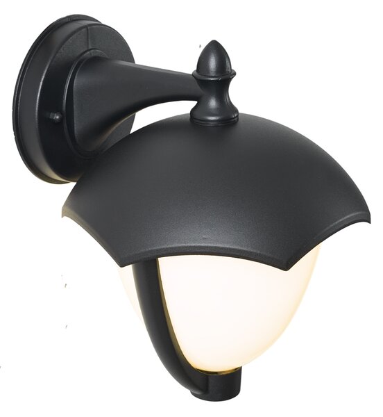Интелигентна външна стенна лампа черна с опалово стъкло, включително LED IP54 - Classica