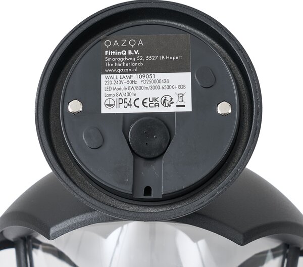 Интелигентна външна стенна лампа черна с прозрачно стъкло, включително LED IP54 - Classica