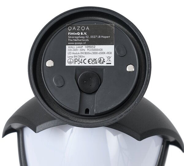 Интелигентна външна стенна лампа черна с опалово стъкло, включително LED IP54 - Classica
