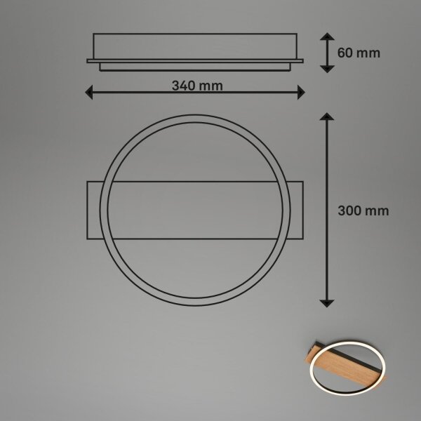 Briloner 3908-014 - LED плафон KADA LED/14W/230V Ø 30 см черно/кафяво