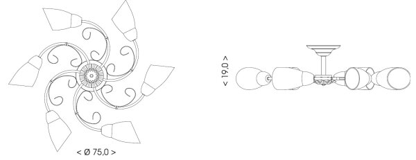 BRILAGI - Таванно осветително тяло VINE 6xE27/40W/230V, диаметър 75 см, патина/месинг