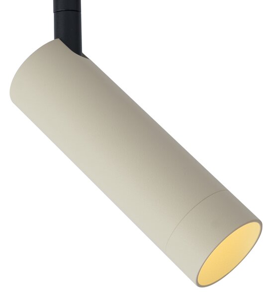 Модерен прожектор бежов с черен за релсова система 1-фазен GU10 35mm - Slimline Uzzy