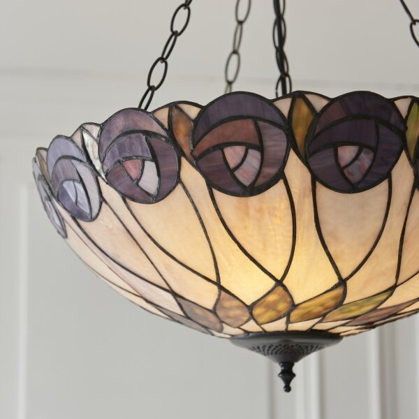 Endon 111872 - Полилей на верига Tiffany HUTCHINSON, 3xE27/60W/230V, диам. 50 cm