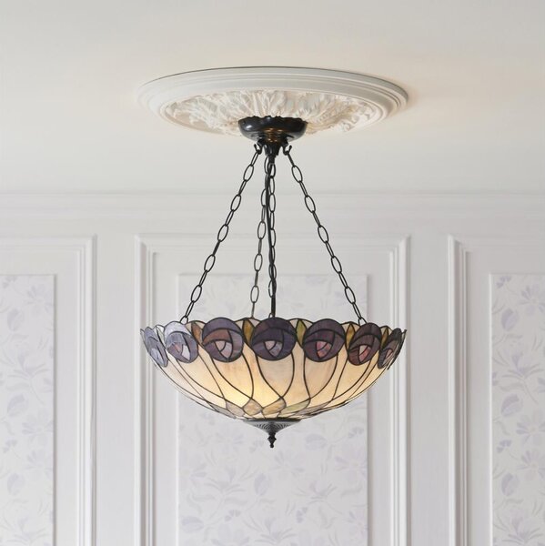 Endon 111872 - Полилей на верига Tiffany HUTCHINSON, 3xE27/60W/230V, диам. 50 cm